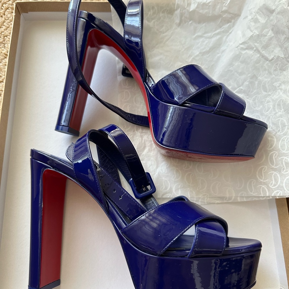 Christian Louboutin Supramariza 130 Platform Sandal Patent 38.5.